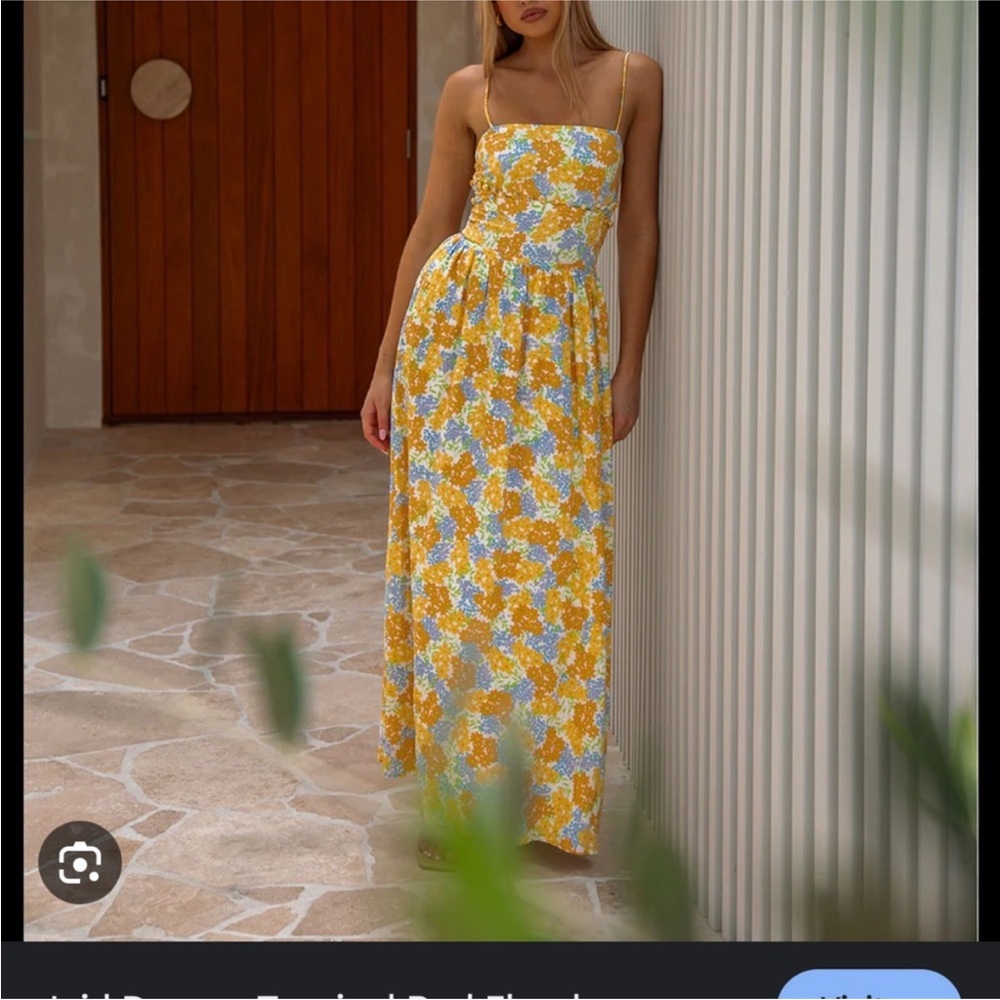 Sabo Skirt Yellow and Blue Floral Midi Dress